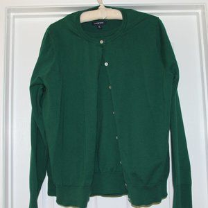 Lands' End 2-pc Cardigan Sweater Twinset Green Size XL/18
